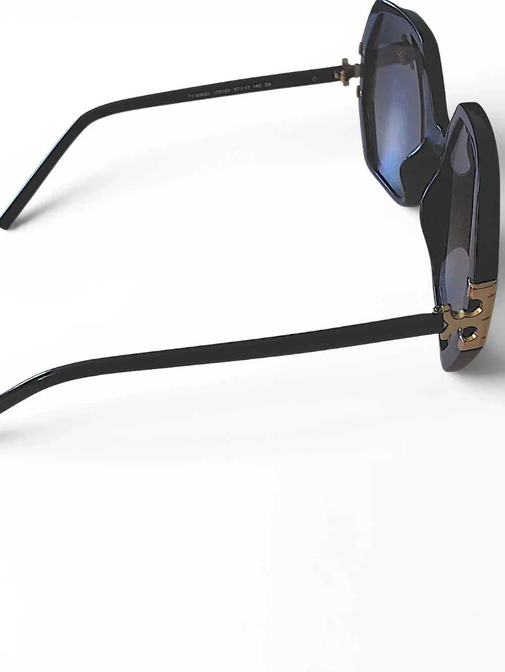 Tory Burch TY9062U Geometric Oversized Sunglasses Black & Gold w/ Case